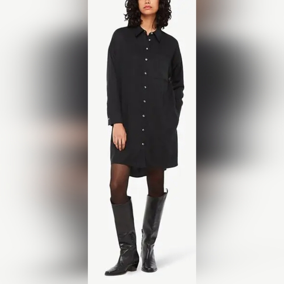 COS Dresses & Skirts - COS Women's Stretch Lyocell Shirt Dress Black Button Front Medium